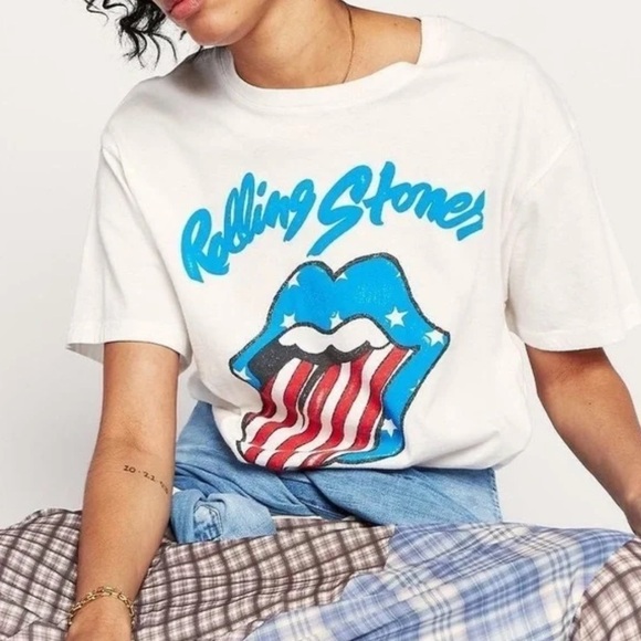 Daydreamer Rolling Stones Stars And Stripes Boyfriend Tee Small - Picture 2 of 10
